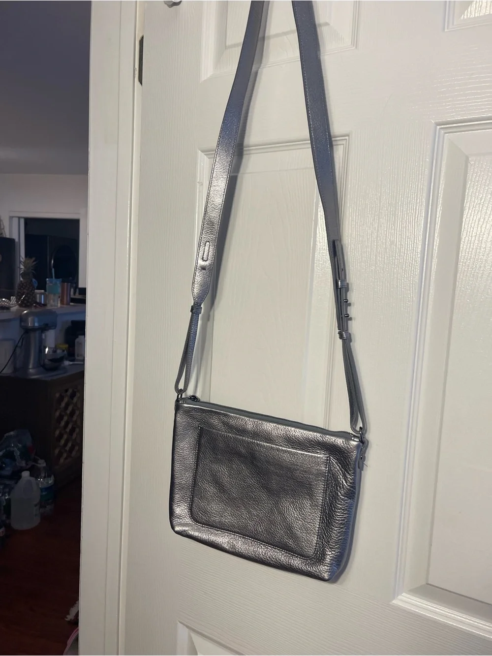 HOBO Metallic Silver Pebbled Leather Crossbody